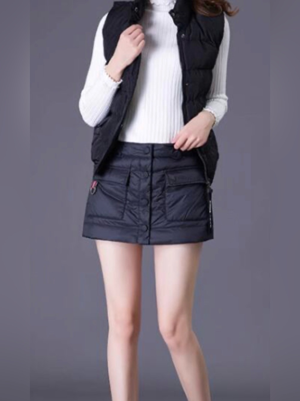 Black Quilted Skort - Lightweight Women Shorts Skort